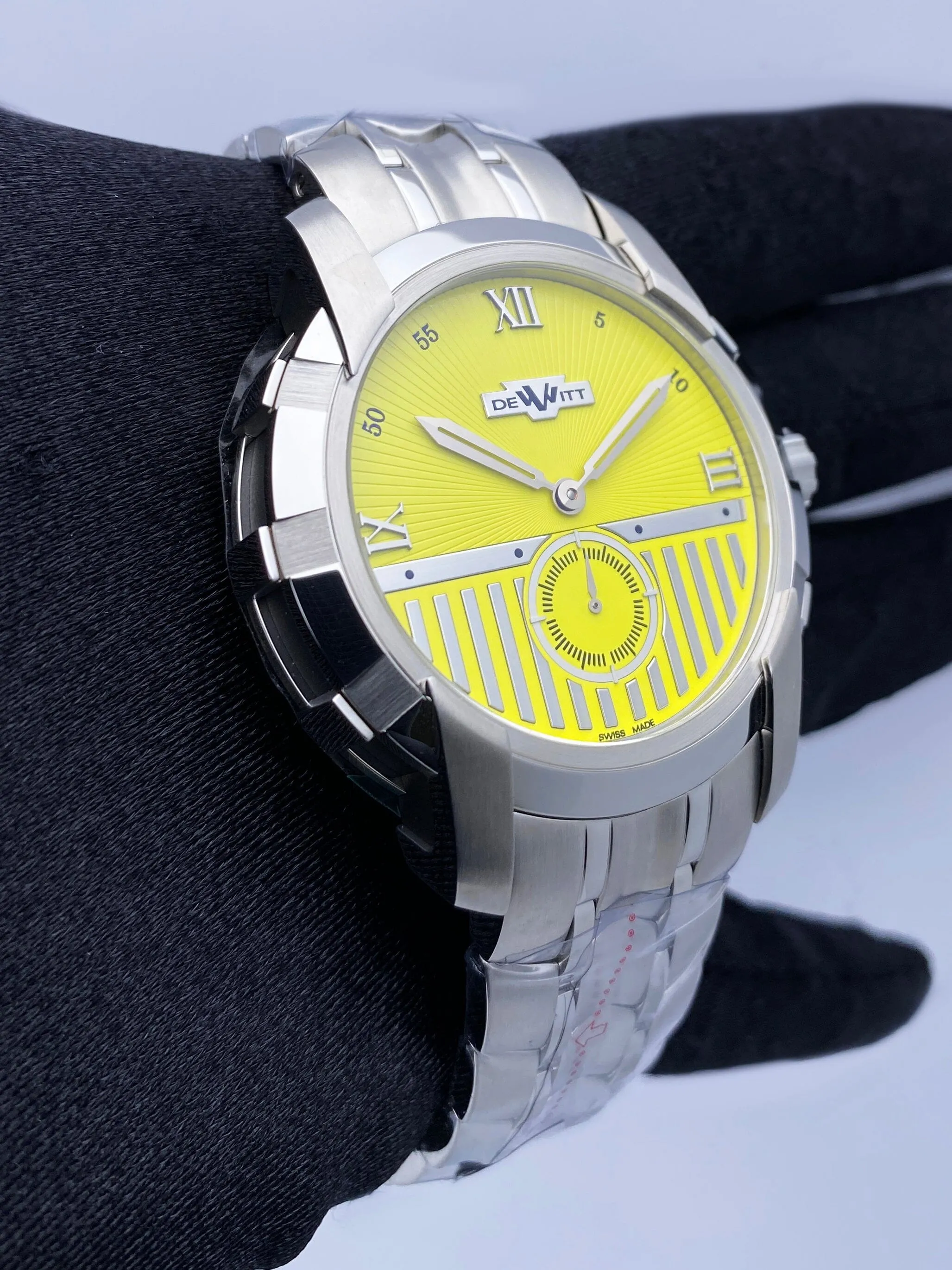 Dewitt Glorious Knight FTV.PTS.006.S Yellow Dial Mens Watch Box Papers