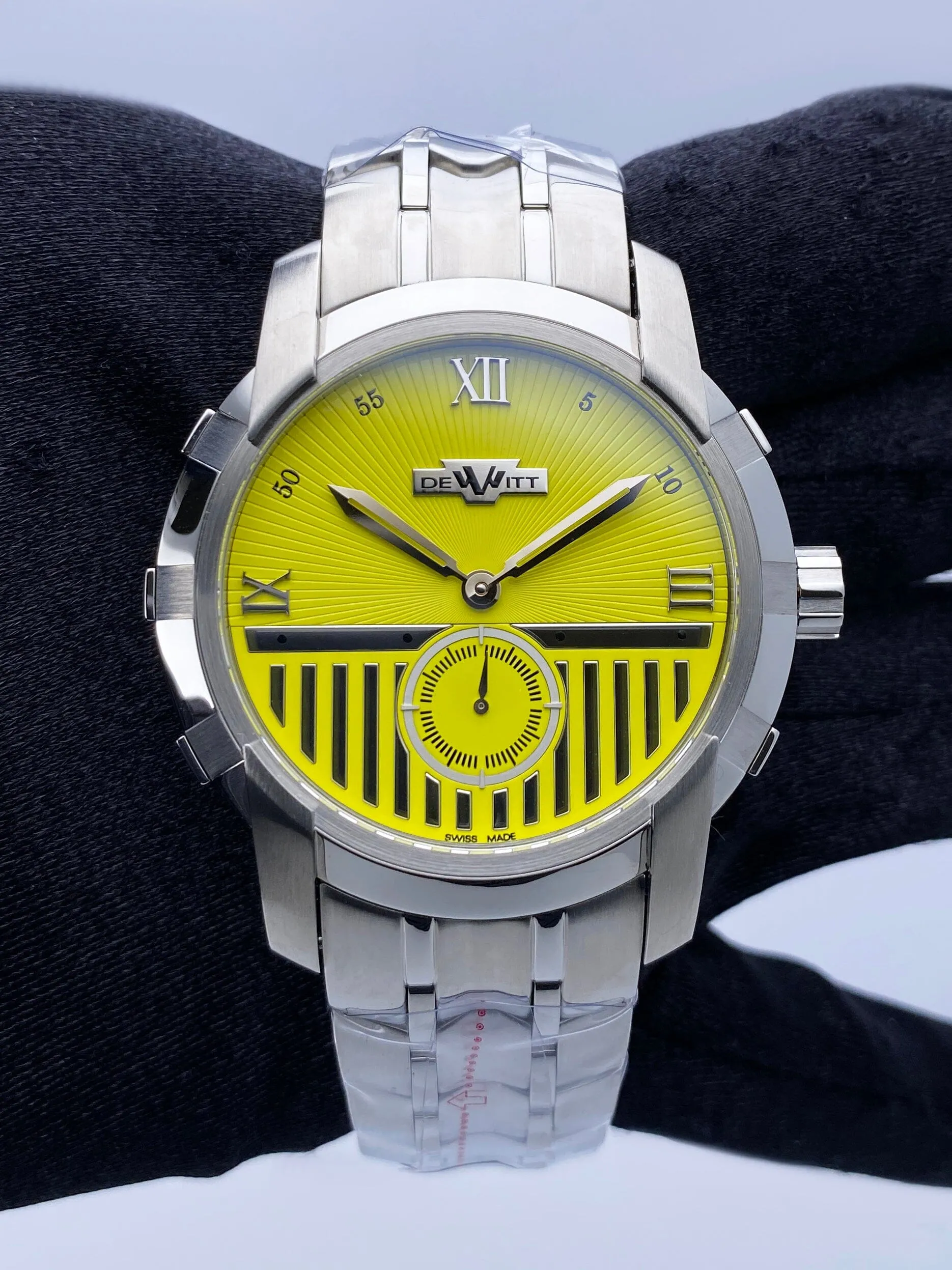 Dewitt Glorious Knight FTV.PTS.006.S Yellow Dial Mens Watch Box Papers