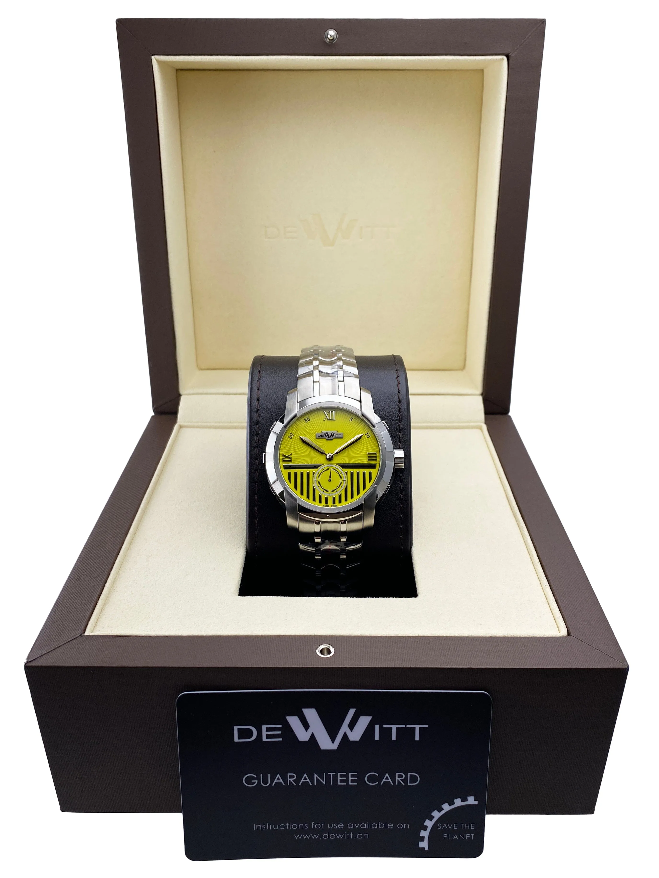 Dewitt Glorious Knight FTV.PTS.006.S Yellow Dial Mens Watch Box Papers