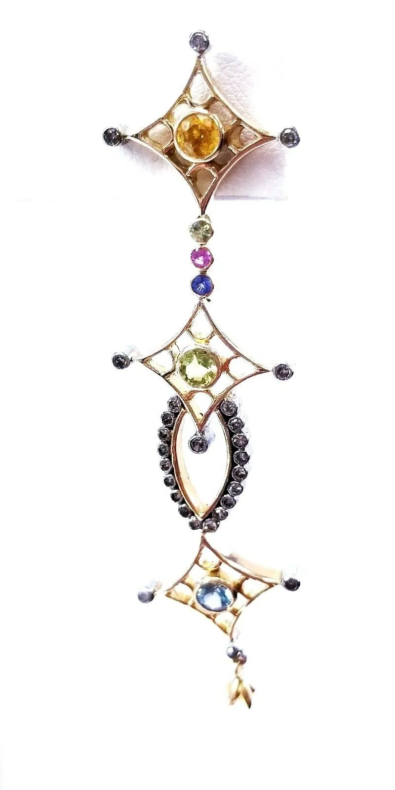 Diamond Drop Earrings 2.70 CTW Ladies 14k Yellow Gold Multi Color Gemstone