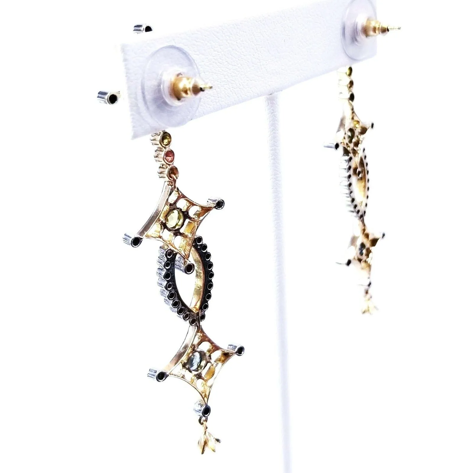 Diamond Drop Earrings 2.70 CTW Ladies 14k Yellow Gold Multi Color Gemstone