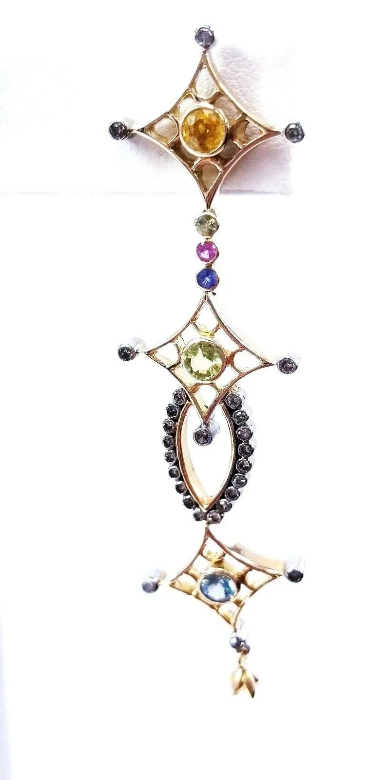 Diamond Drop Earrings 2.70 CTW Ladies 14k Yellow Gold Multi Color Gemstone