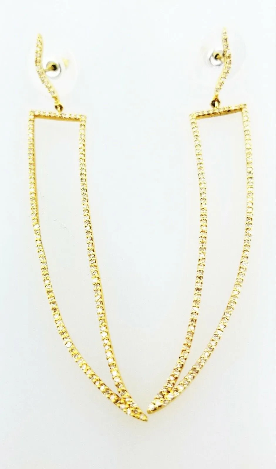 Diamond Drop Earrings Ladies 22k Yellow Gold 1.50 Carat Stylish Round Cut