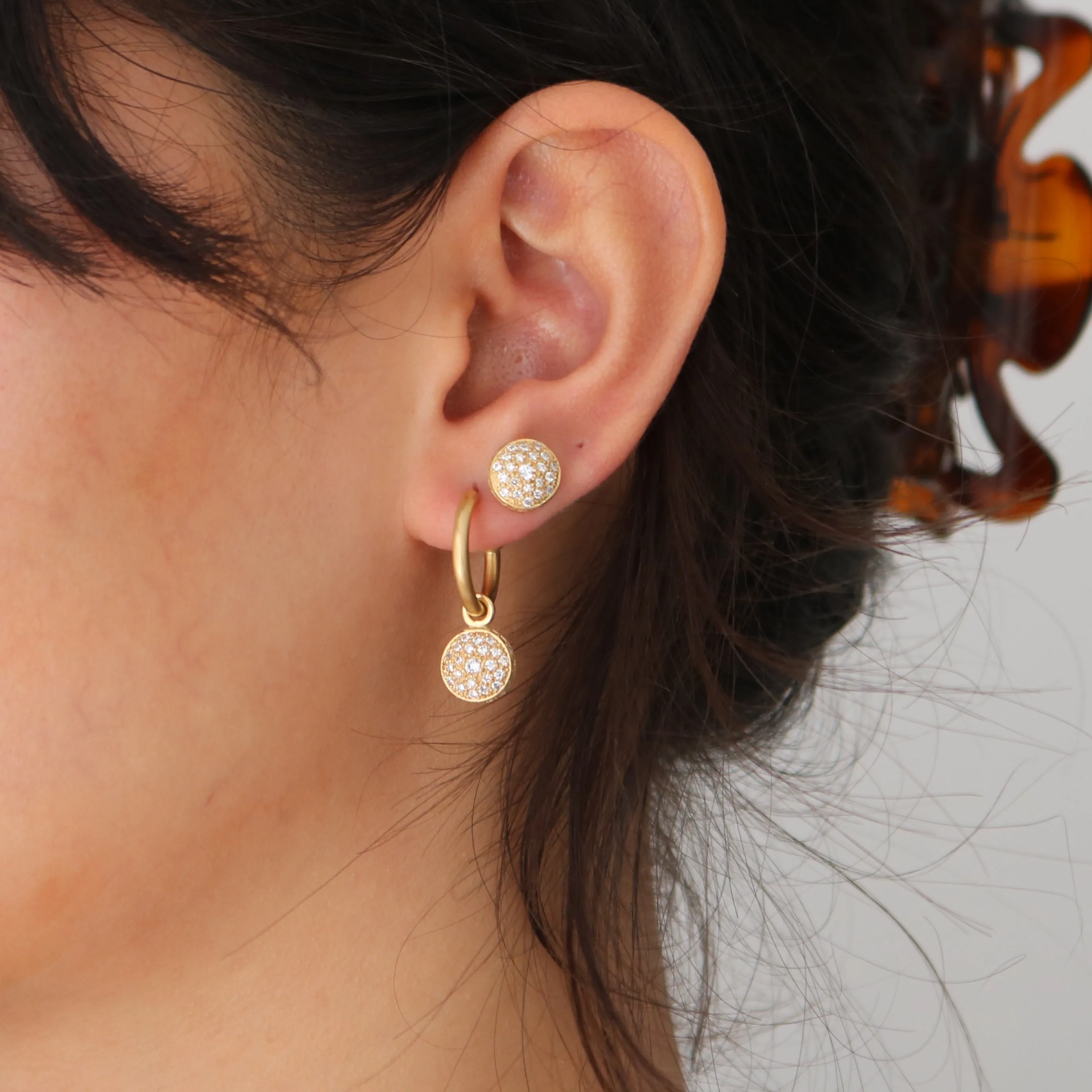 Diamond Match™ Pave Dome Large Studs in 20K Peach Gold