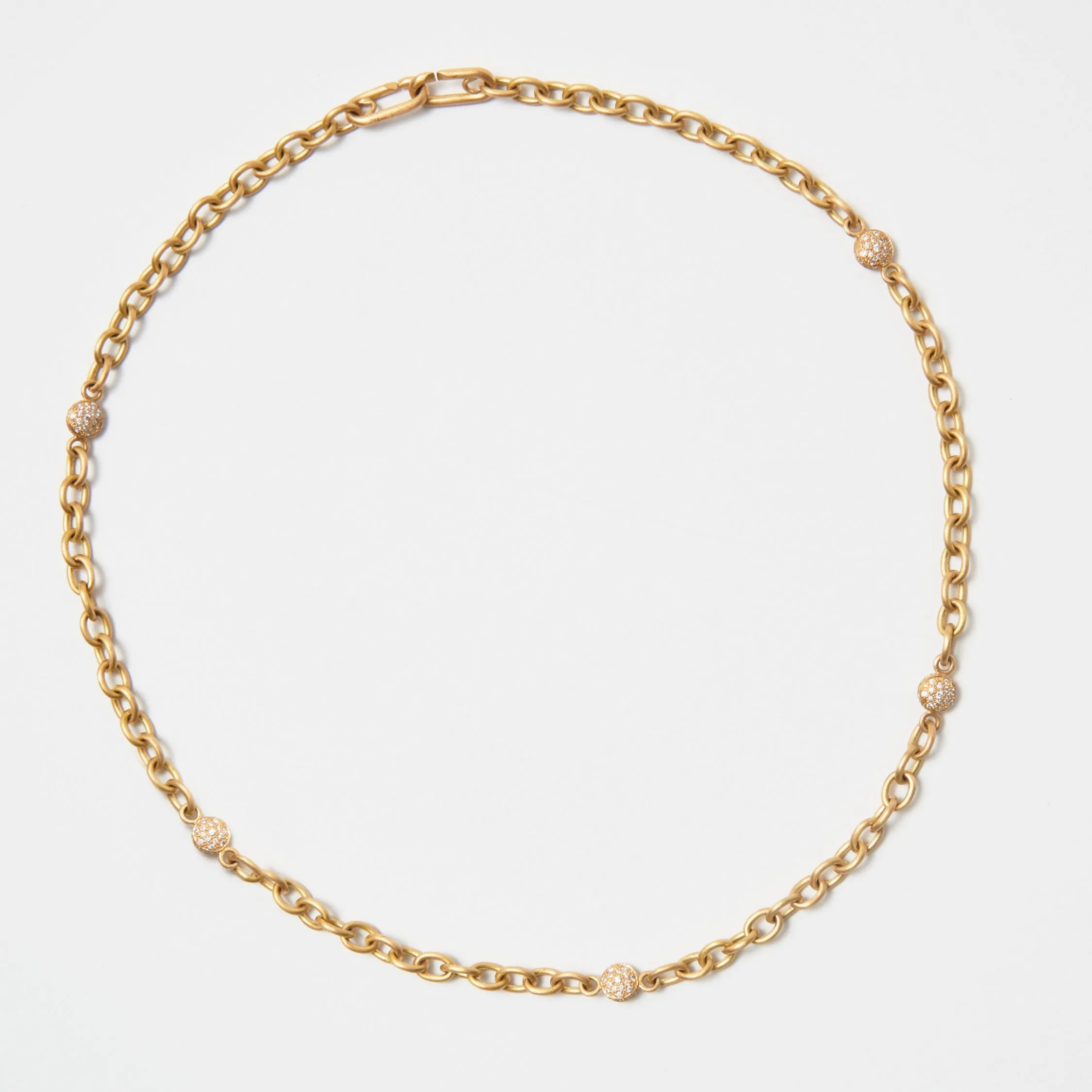Diamond Match™ Pave Five Dome Link Necklace in 20K Peach Gold