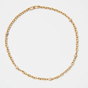 Diamond Match™ Pave Five Dome Link Necklace in 20K Peach Gold