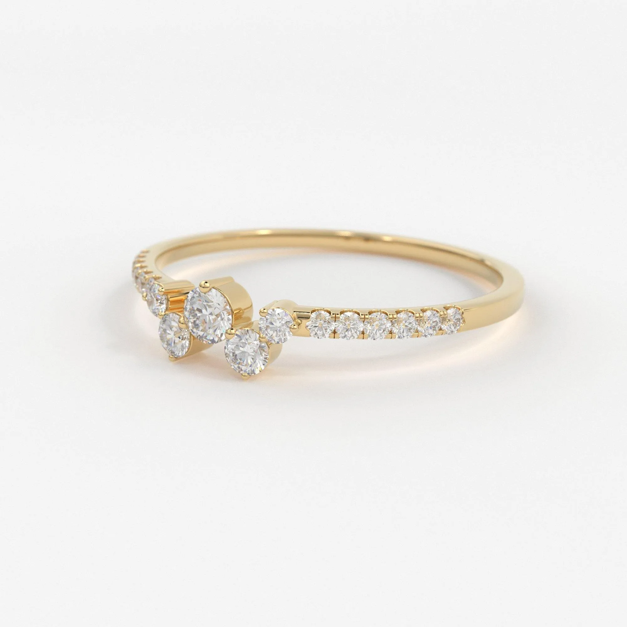 Diamond Ring / 14k Gold Diamond Cluster Ring / Diamond Stackable Ring / Bridal Jewelry / Diamond Wedding Band / Minimalist Jewelry / Gift
