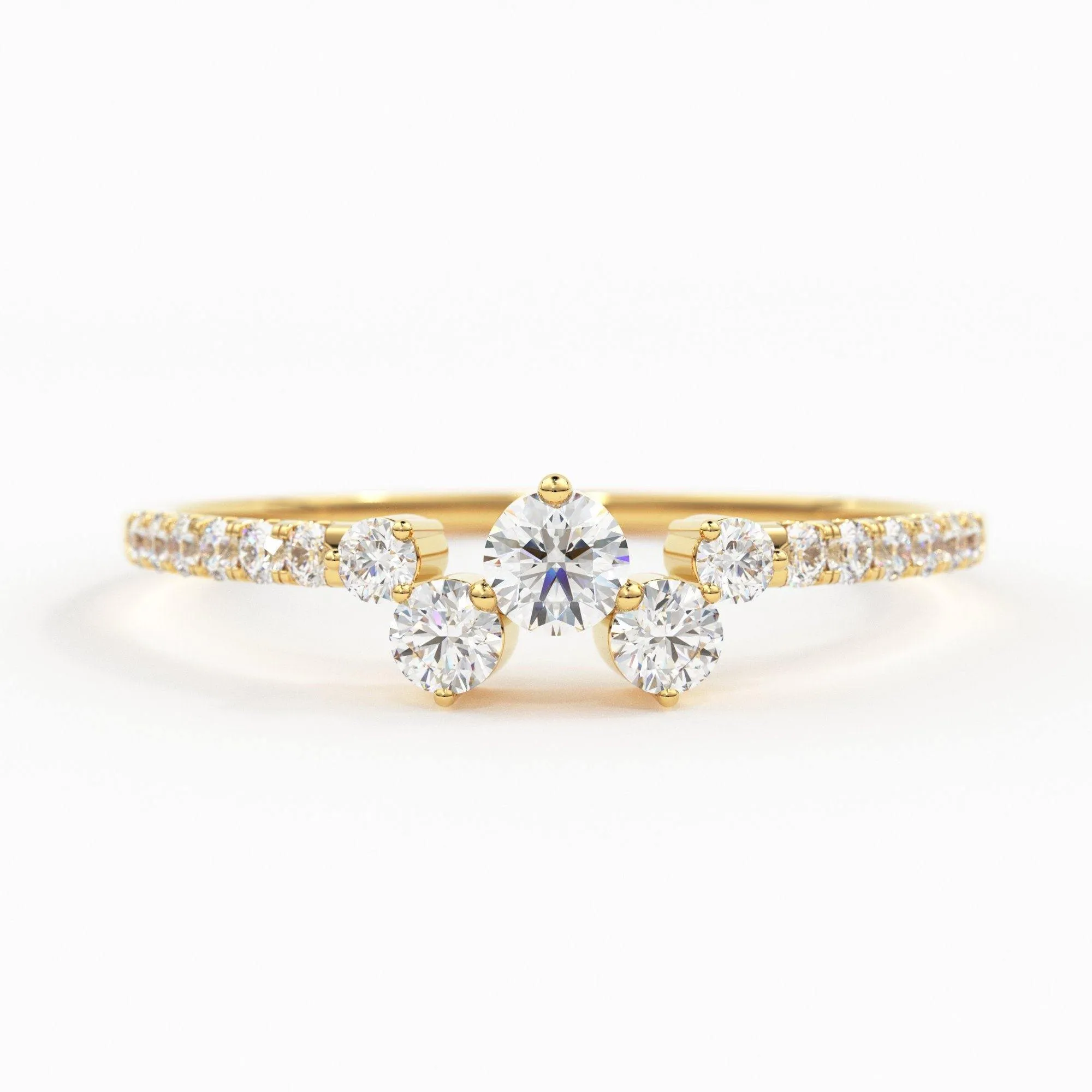 Diamond Ring / 14k Gold Diamond Cluster Ring / Diamond Stackable Ring / Bridal Jewelry / Diamond Wedding Band / Minimalist Jewelry / Gift
