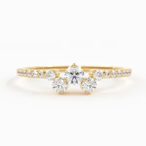 Diamond Ring / 14k Gold Diamond Cluster Ring / Diamond Stackable Ring / Bridal Jewelry / Diamond Wedding Band / Minimalist Jewelry / Gift