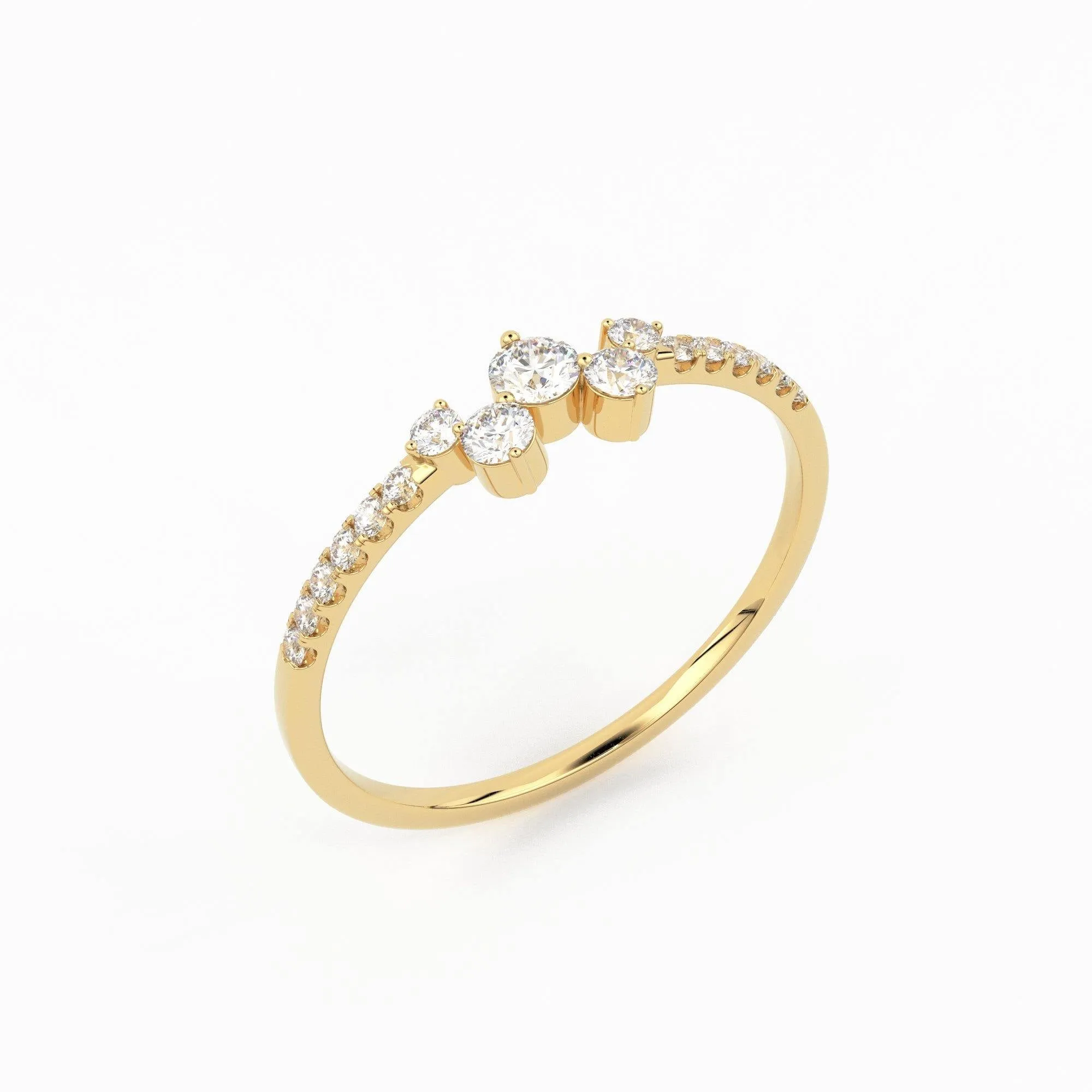 Diamond Ring / 14k Gold Diamond Cluster Ring / Diamond Stackable Ring / Bridal Jewelry / Diamond Wedding Band / Minimalist Jewelry / Gift
