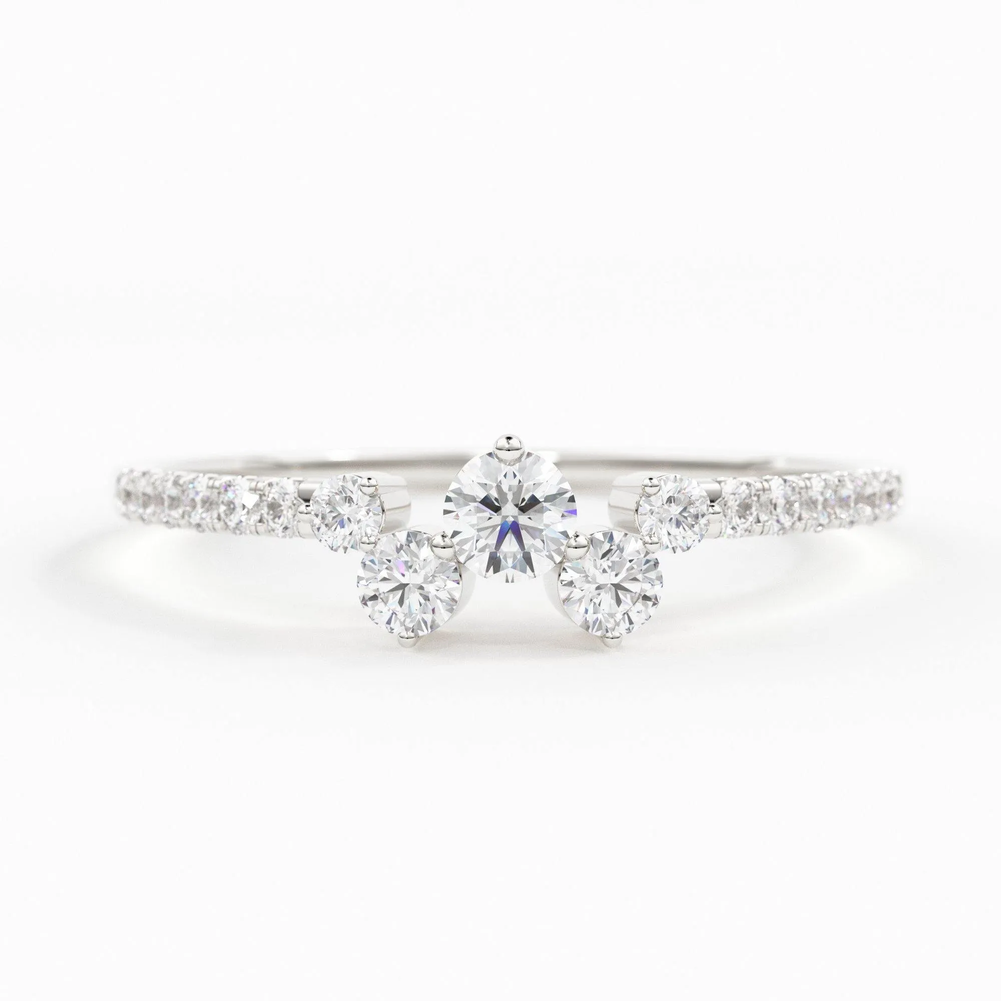 Diamond Ring / 14k Gold Diamond Cluster Ring / Diamond Stackable Ring / Bridal Jewelry / Diamond Wedding Band / Minimalist Jewelry / Gift