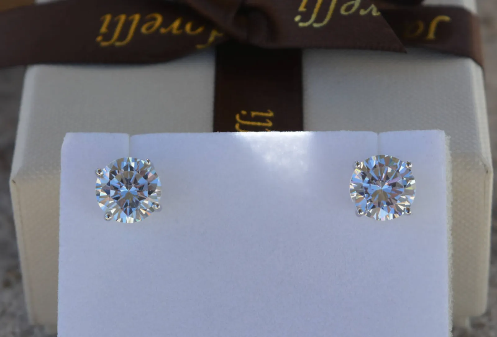 Diamond Stud Earrings 14K White Gold 2 CT GIA Certified Natural Round Cut