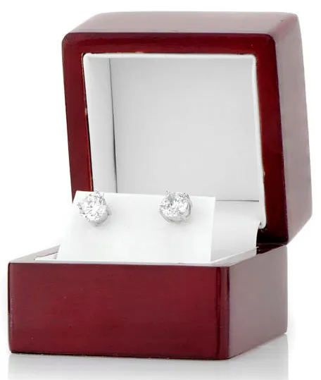 Diamond Stud Earrings 14k White Gold Princess Cut Brilliant 1CT F VVS2 Certified