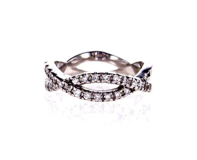 Diamond Wedding Band 0.40 Carat G SI1 Women's 18k White Gold Natural Round Cut