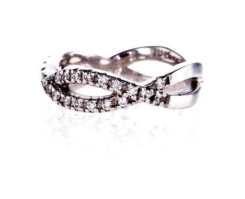 Diamond Wedding Band 0.40 Carat G SI1 Women's 18k White Gold Natural Round Cut