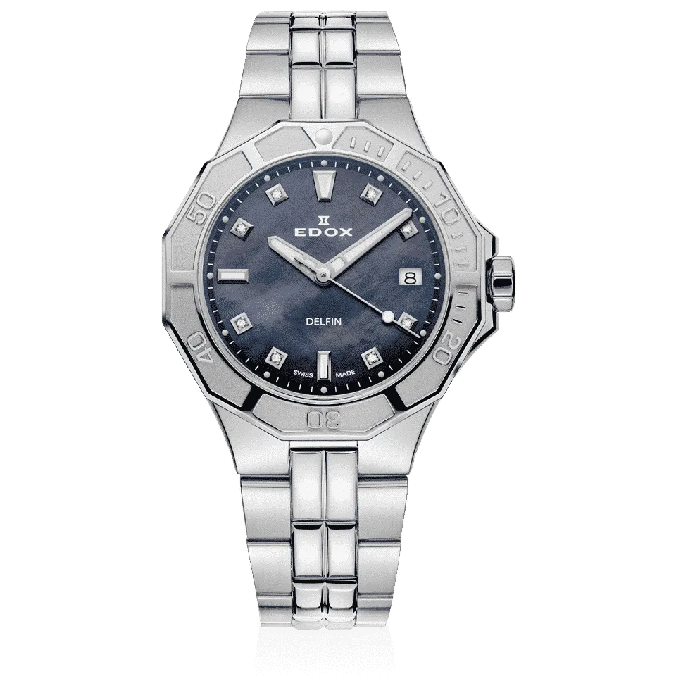 EDOX SWISS MADE 53020-3M-NANND DELFIN THE ORIGINAL DIVER DATE LADY