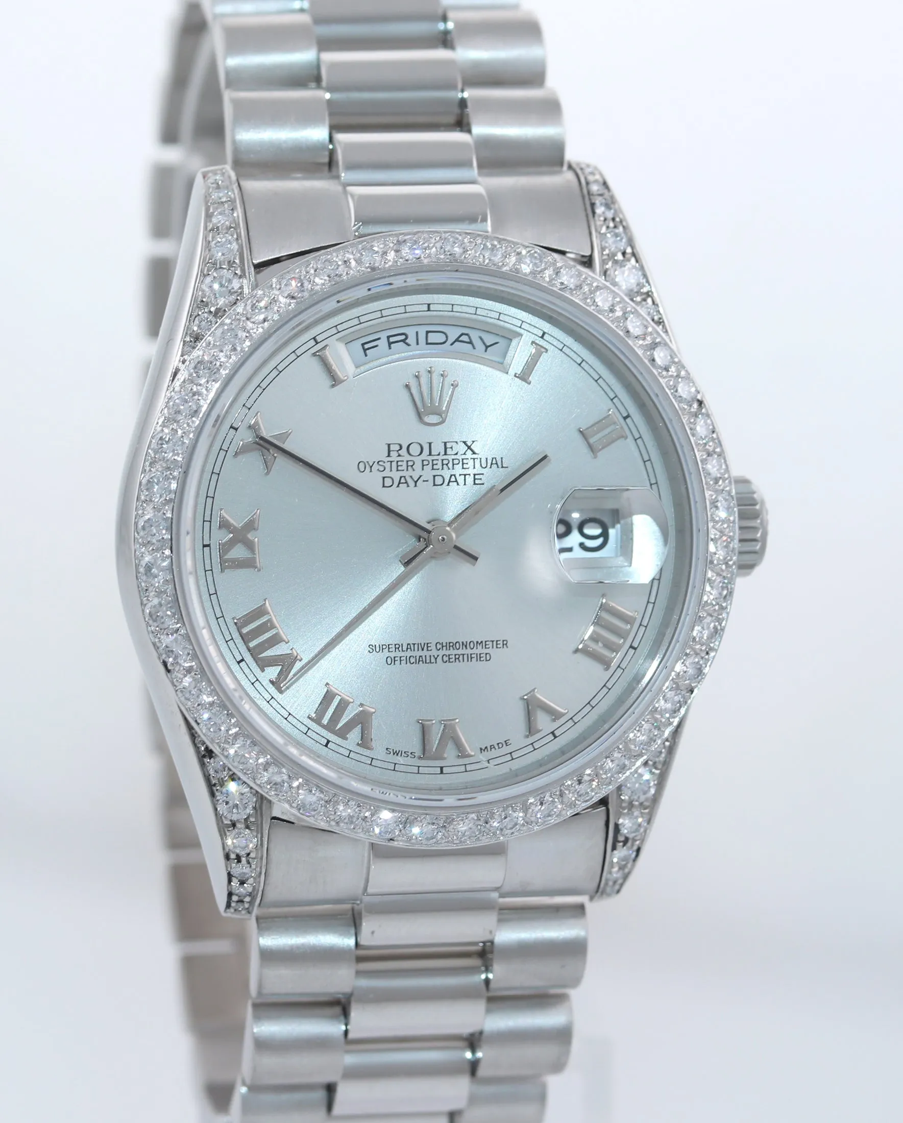 FACTORY Rolex Day-Date President 18296 Diamond Lugs Bezel 36 Platinum Watch Box