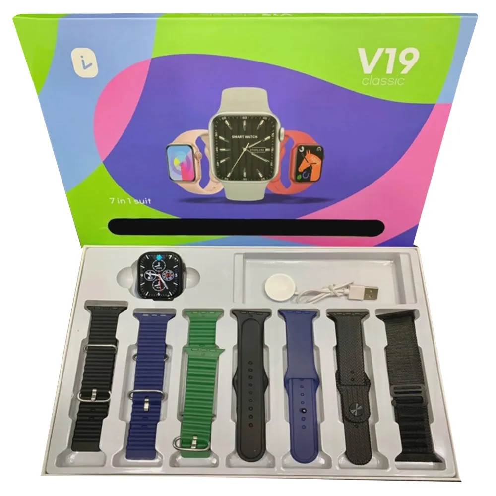 Fitness Tracker V19 Classic Smart Watch 7-in-1 Combo