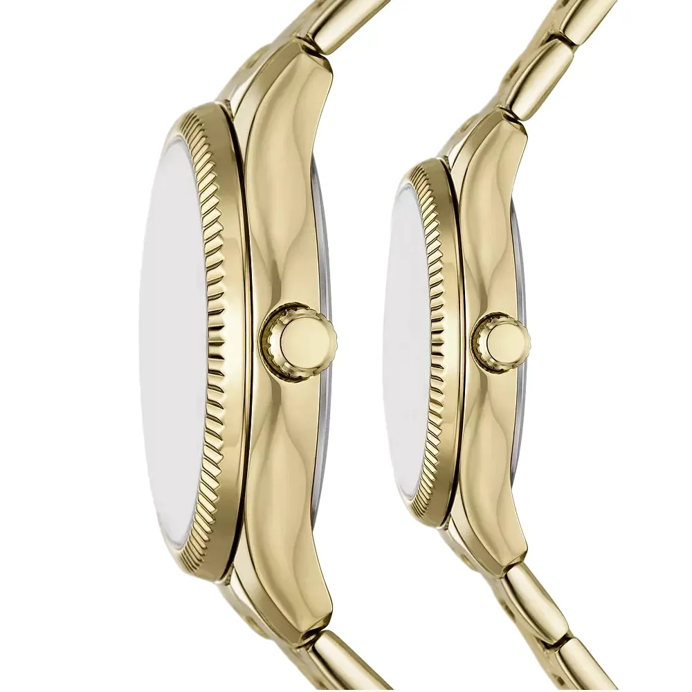 Fossil Rye Stainless Steel Couple Set Watches