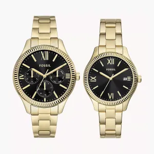 Fossil Rye Stainless Steel Couple Set Watches