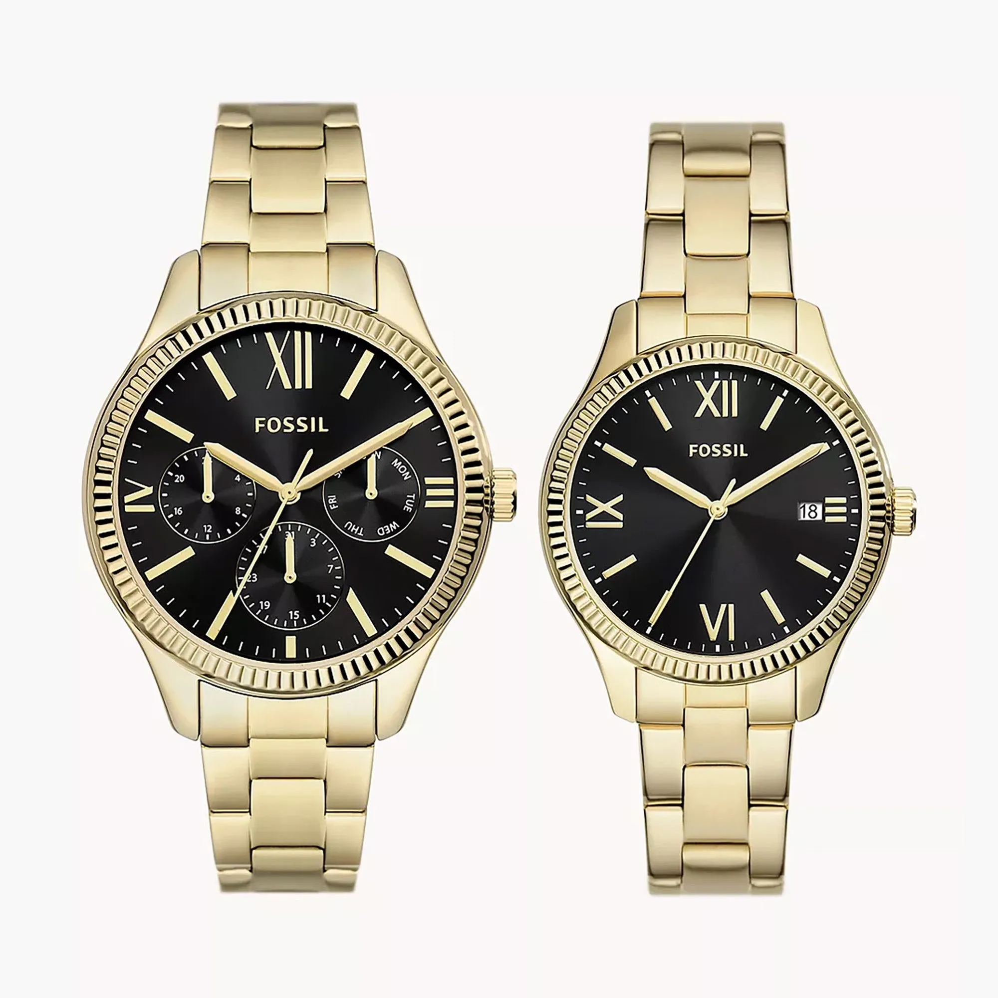 Fossil Rye Stainless Steel Couple Set Watches