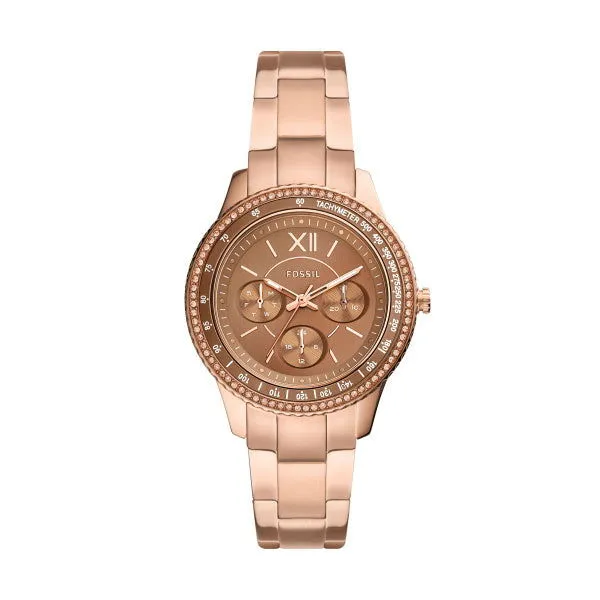 Fossil Stella Sport Multifunction Rose Gold-Tone Stainless Steel Watch ES5109