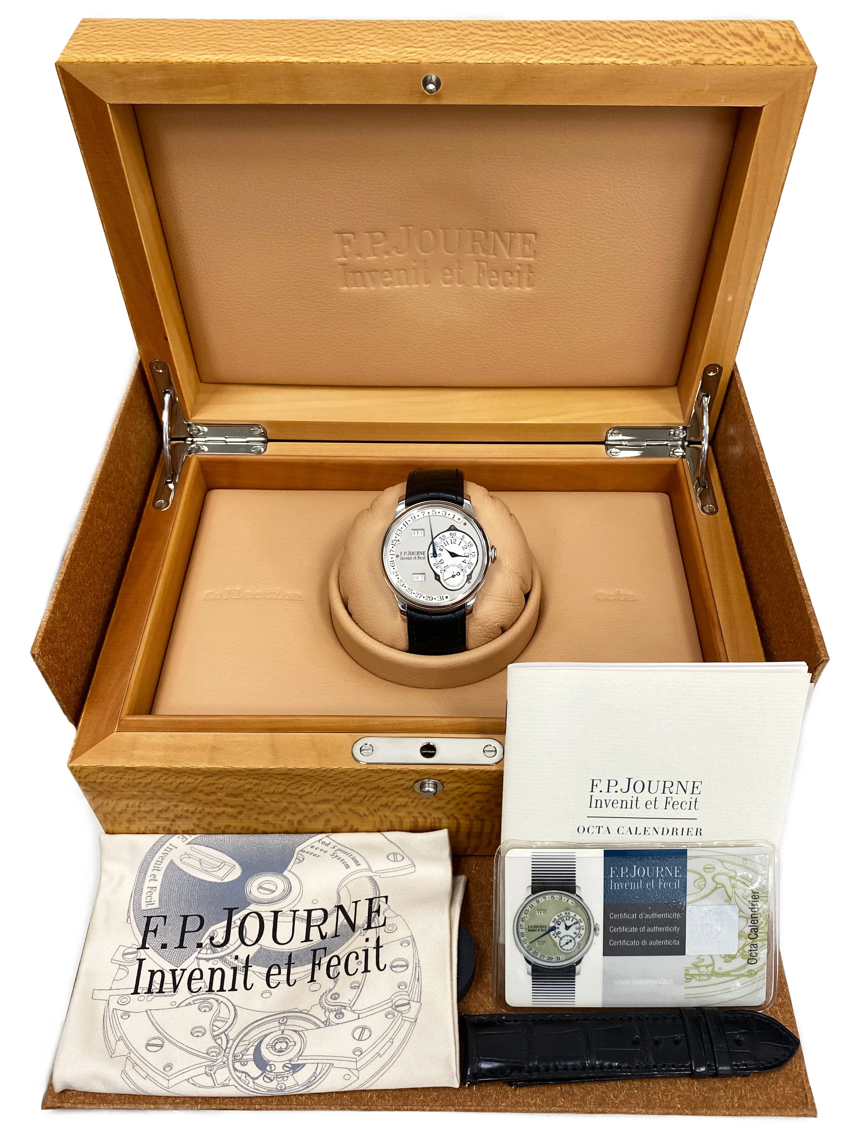 F.P.Journe Octa Calendrier 38mm Silver Dial Platinum Mens Watch Box Papers