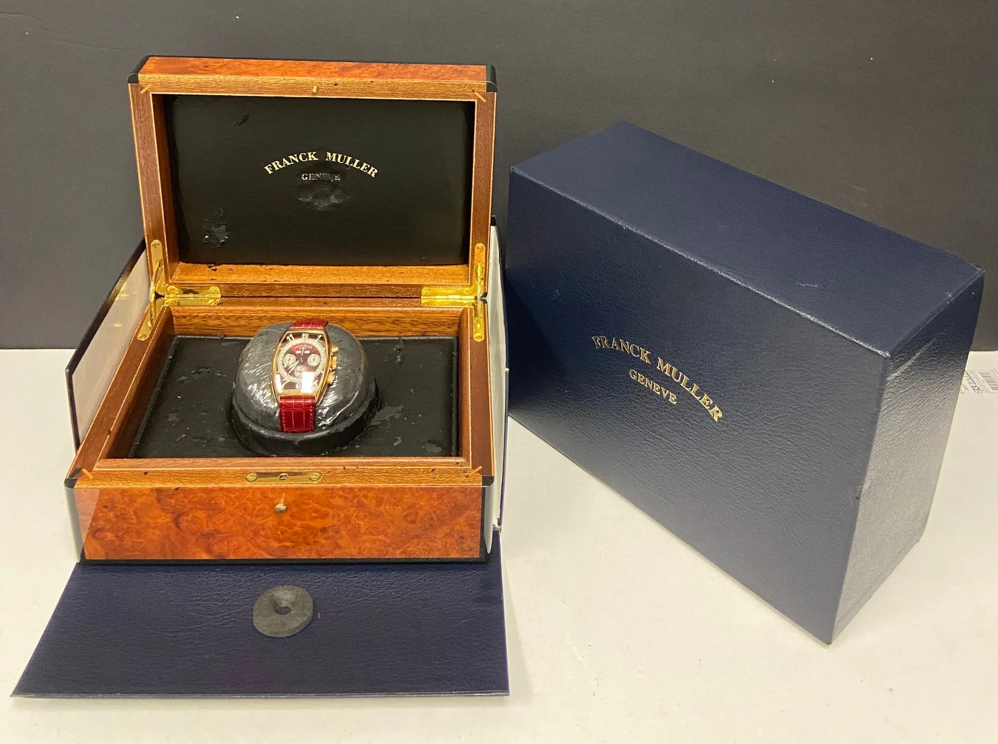 Franck Muller Master Calendar Chronograph Magnum Rare 18K 6850 CC MC Red Dial Manual Wind Men's Watch