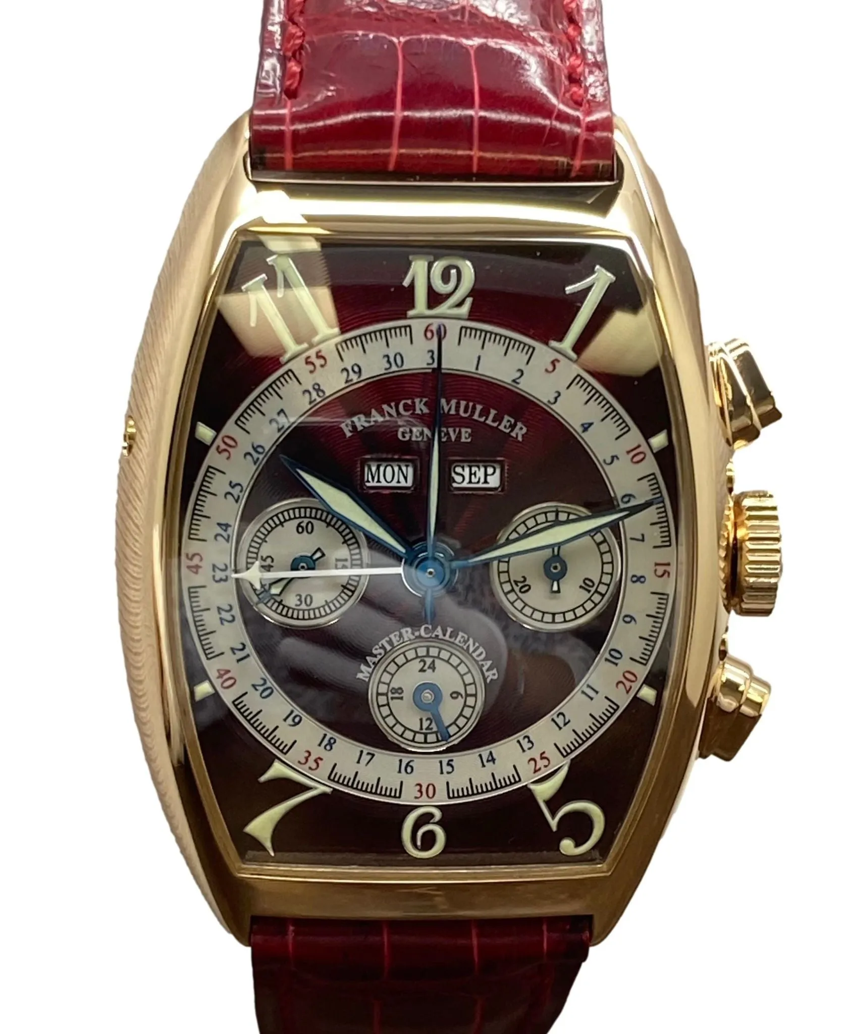 Franck Muller Master Calendar Chronograph Magnum Rare 18K 6850 CC MC Red Dial Manual Wind Men's Watch