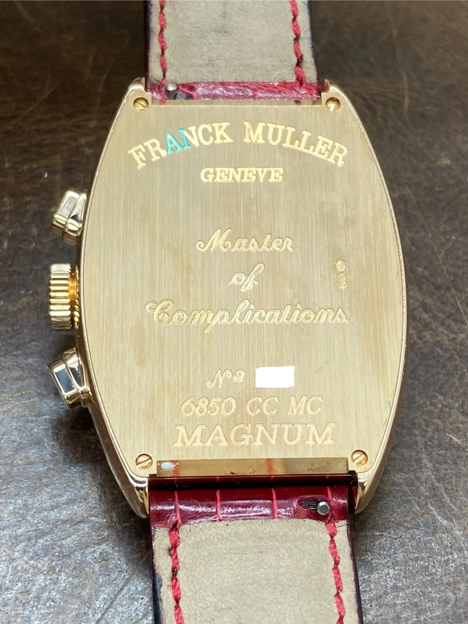 Franck Muller Master Calendar Chronograph Magnum Rare 18K 6850 CC MC Red Dial Manual Wind Men's Watch
