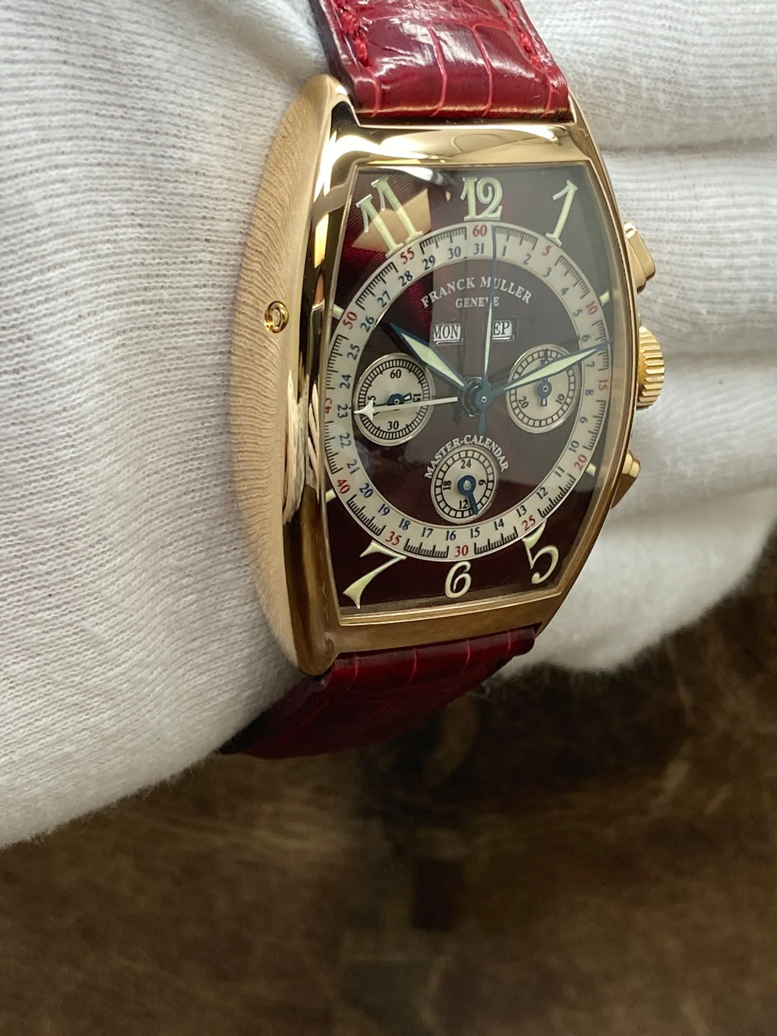 Franck Muller Master Calendar Chronograph Magnum Rare 18K 6850 CC MC Red Dial Manual Wind Men's Watch