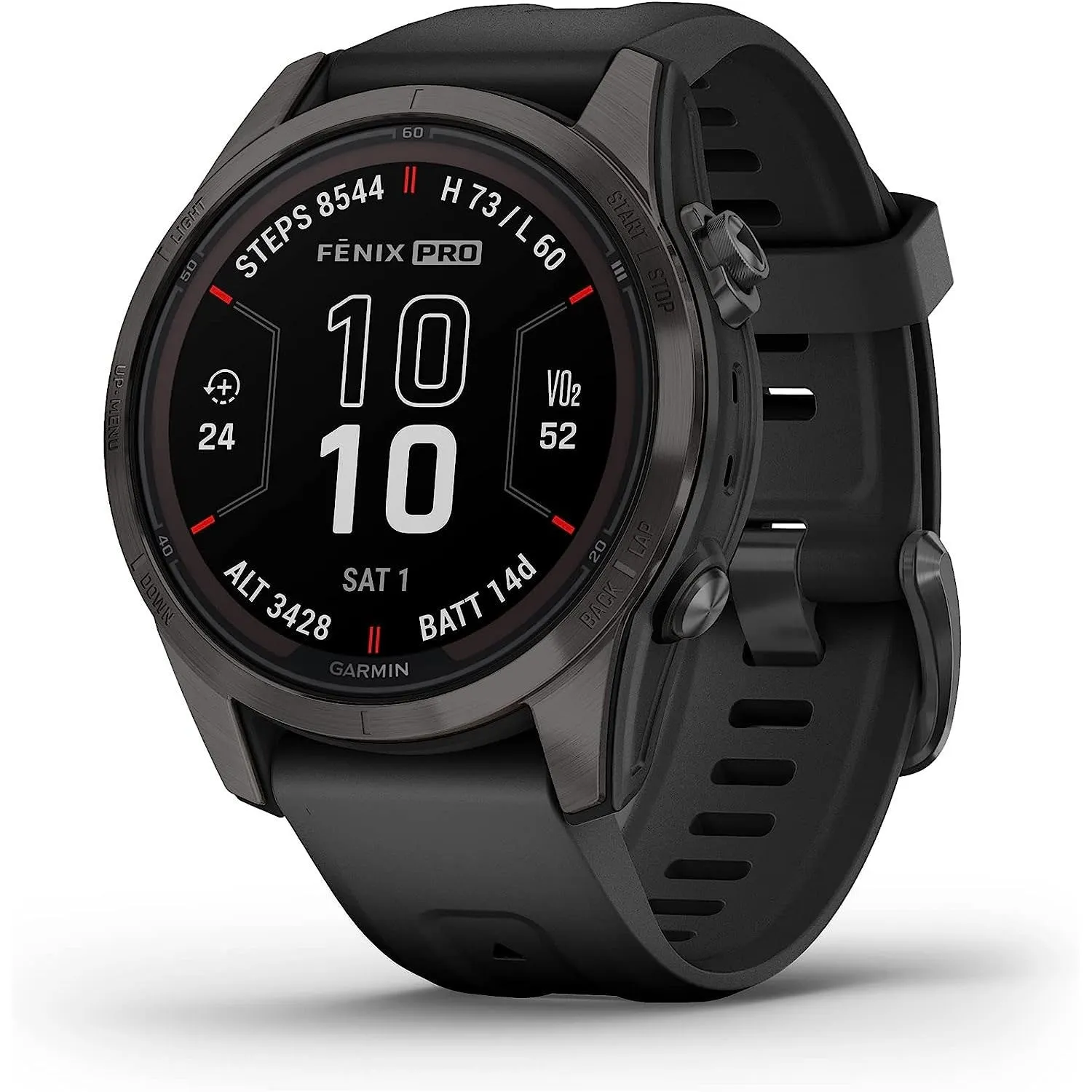 Garmin fenix 7S Pro Solar, Sapphire, Carbon Gray DLC Titanium, Black   2 Year Warranty