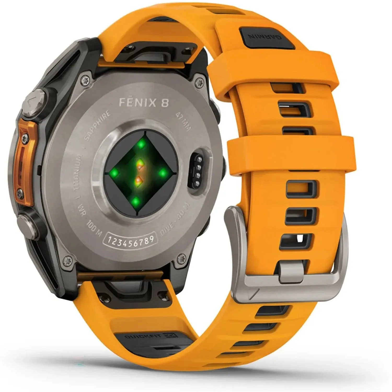 Garmin Fenix 8 47 mm, AMOLED, Sapphire,Titanium with Spark Orange Silicone Band