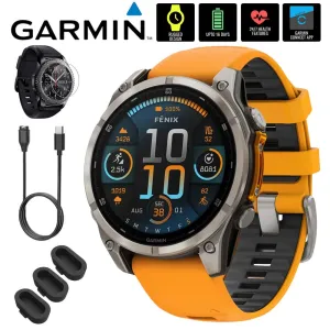 Garmin Fenix 8 47mm Smartwatch, AMOLED, Sapphire, Titanium   Accessories Bundle