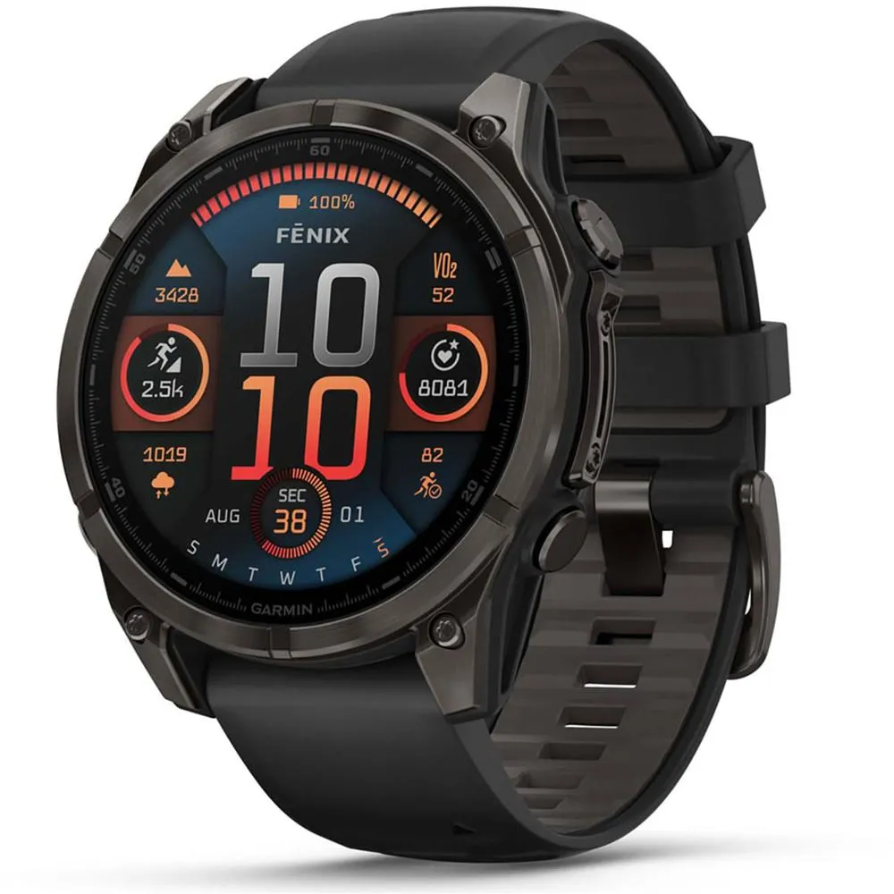 Garmin Fenix 8 47mm Smartwatch, Sapphire, Carbon Gray Titanium   Accessories Bundle