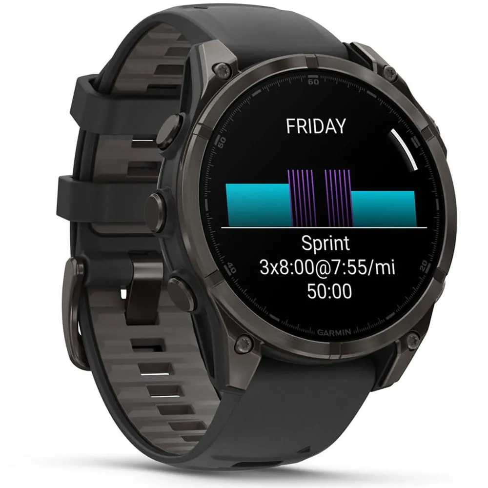 Garmin Fenix 8 47mm Smartwatch, Sapphire, Carbon Gray Titanium   Accessories Bundle