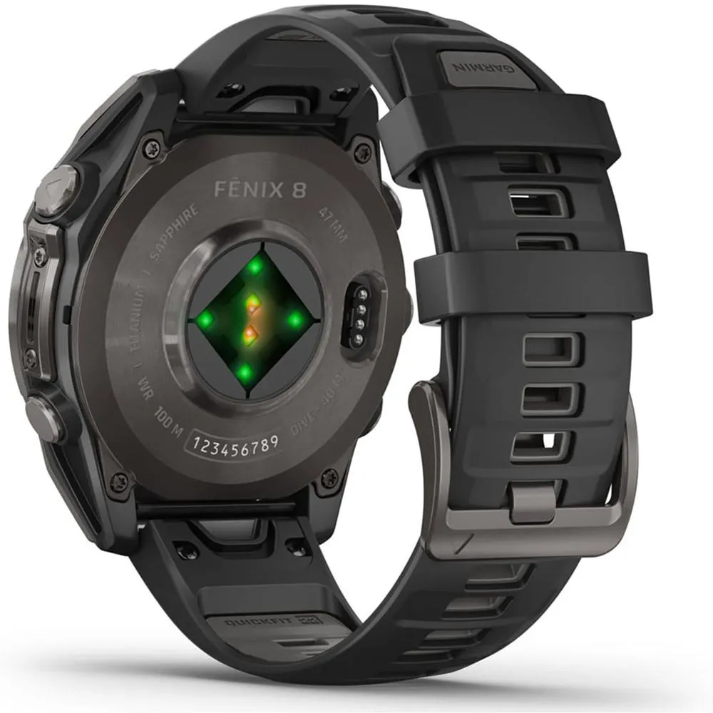 Garmin Fenix 8 47mm Smartwatch, Sapphire, Carbon Gray Titanium   Accessories Bundle