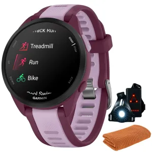 Garmin Forerunner 165 Music Smart Sport Watch, Berry   Lilac w/ Accessories Bundle