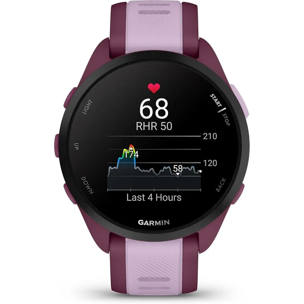Garmin Forerunner 165 Music Smart Sport Watch, Berry   Lilac w/ Accessories Bundle