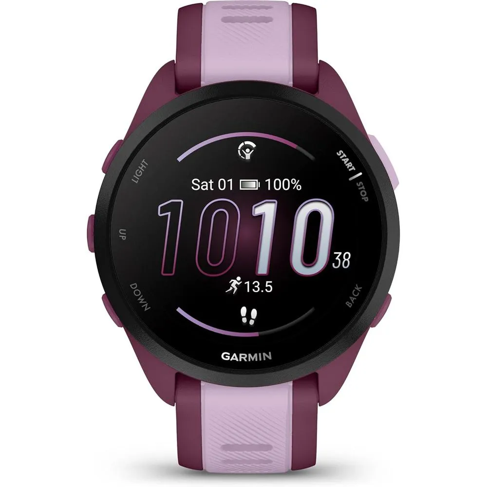 Garmin Forerunner 165 Music Smart Sport Watch, Berry   Lilac w/ Accessories Bundle