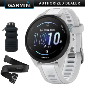 Garmin Forerunner 165 Smart Sport Watch, Mist Gray   Whitestone   HRM 200 (M-XL) Bundle