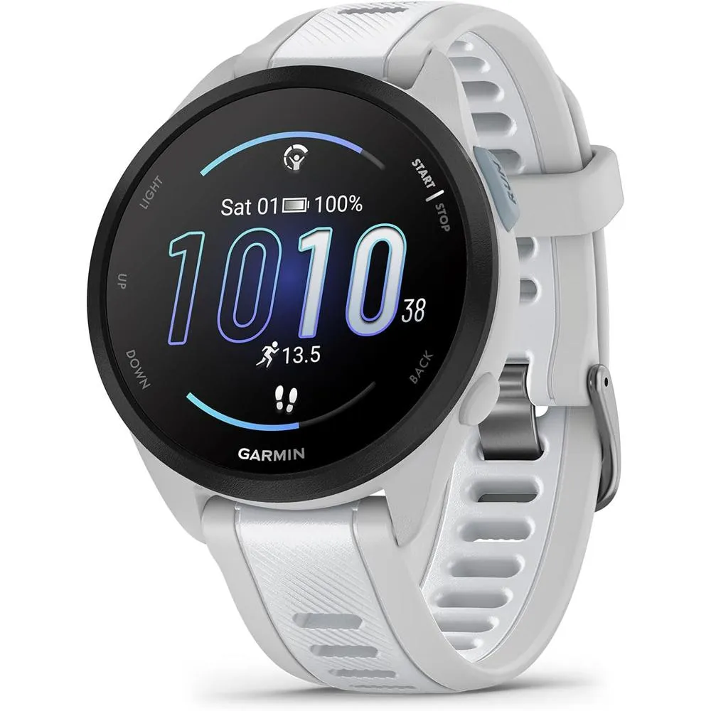 Garmin Forerunner 165 Smart Sport Watch, Mist Gray   Whitestone   HRM 200 (M-XL) Bundle