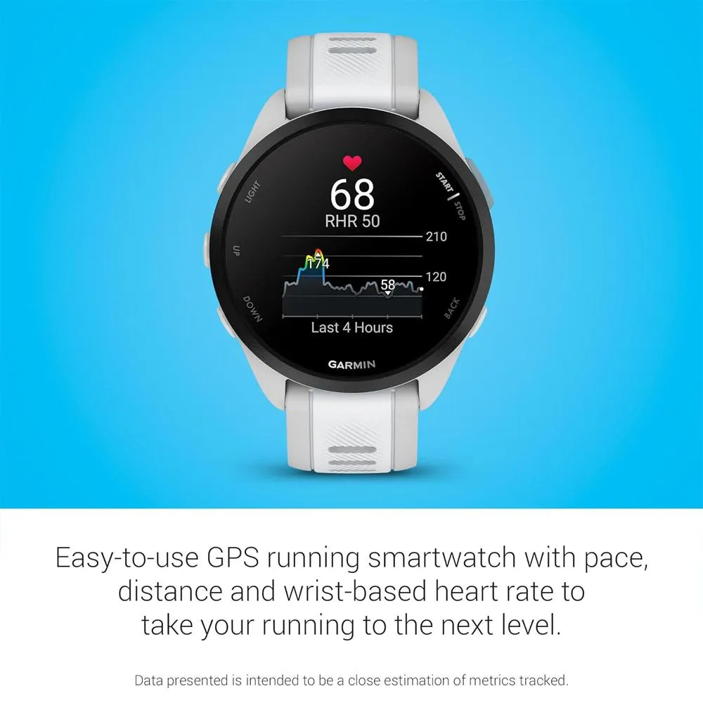 Garmin Forerunner 165 Smart Sport Watch, Mist Gray   Whitestone   HRM 200 (M-XL) Bundle