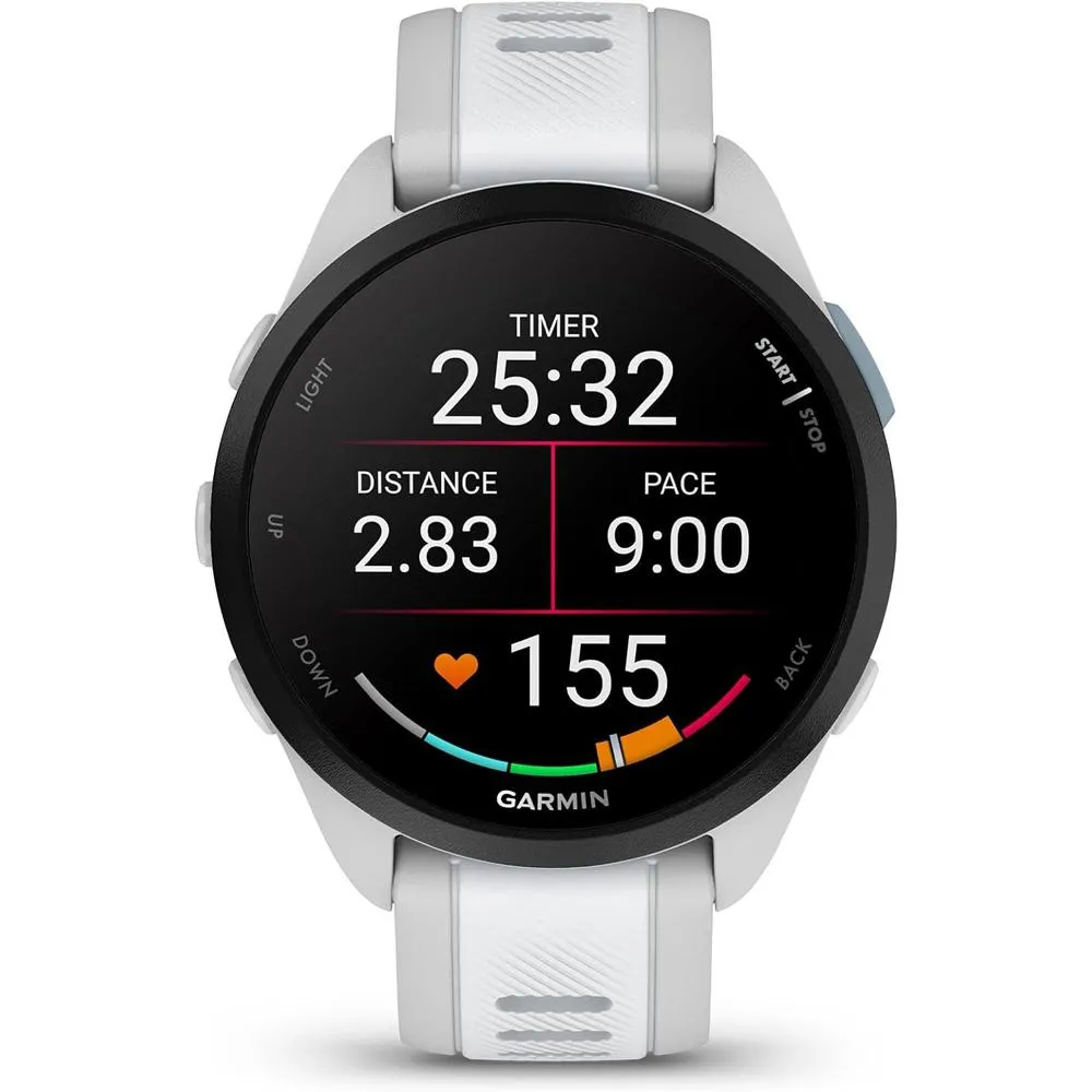 Garmin Forerunner 165 Smart Sport Watch, Mist Gray   Whitestone   HRM 200 (M-XL) Bundle
