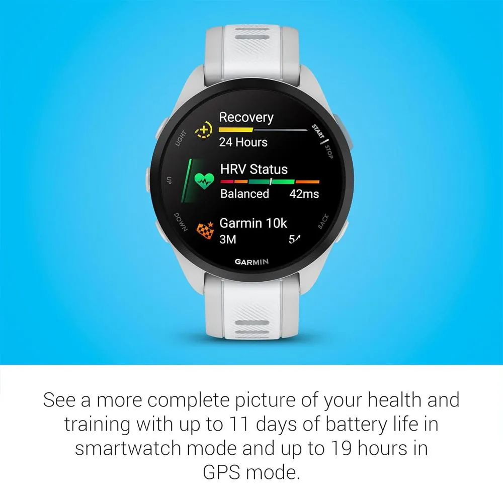 Garmin Forerunner 165 Smart Sport Watch, Mist Gray   Whitestone   HRM 200 (M-XL) Bundle