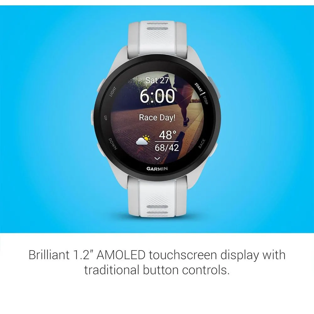 Garmin Forerunner 165 Smart Sport Watch, Mist Gray   Whitestone   HRM 200 (M-XL) Bundle