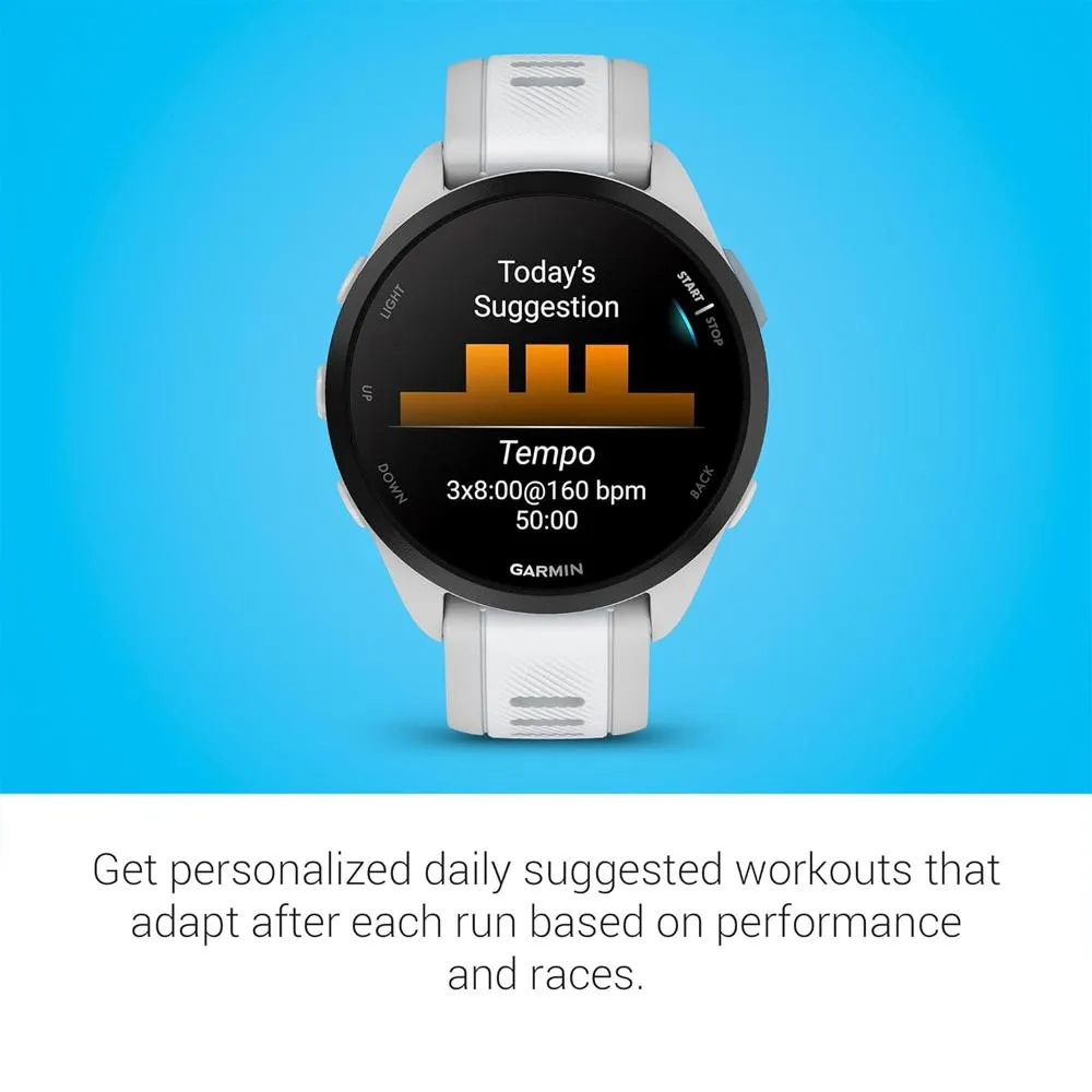 Garmin Forerunner 165 Smart Sport Watch, Mist Gray   Whitestone   HRM 200 (M-XL) Bundle