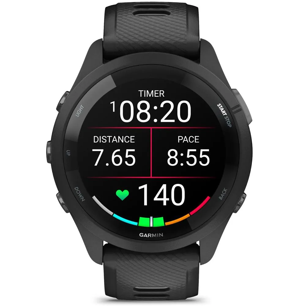 Garmin Forerunner 265 GPS Smartwatch, Black/Powder Gray w/ Accessories Bundle