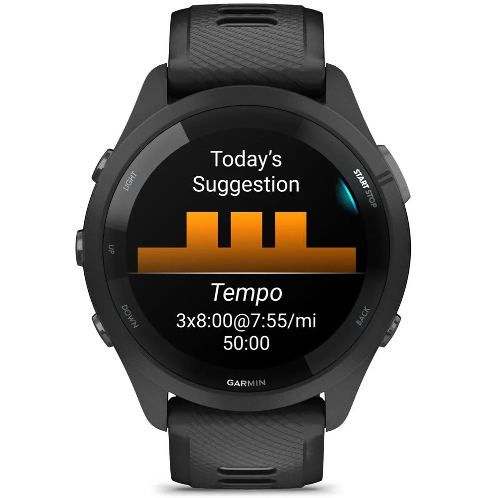 Garmin Forerunner 265 GPS Smartwatch, Black/Powder Gray w/ Accessories Bundle