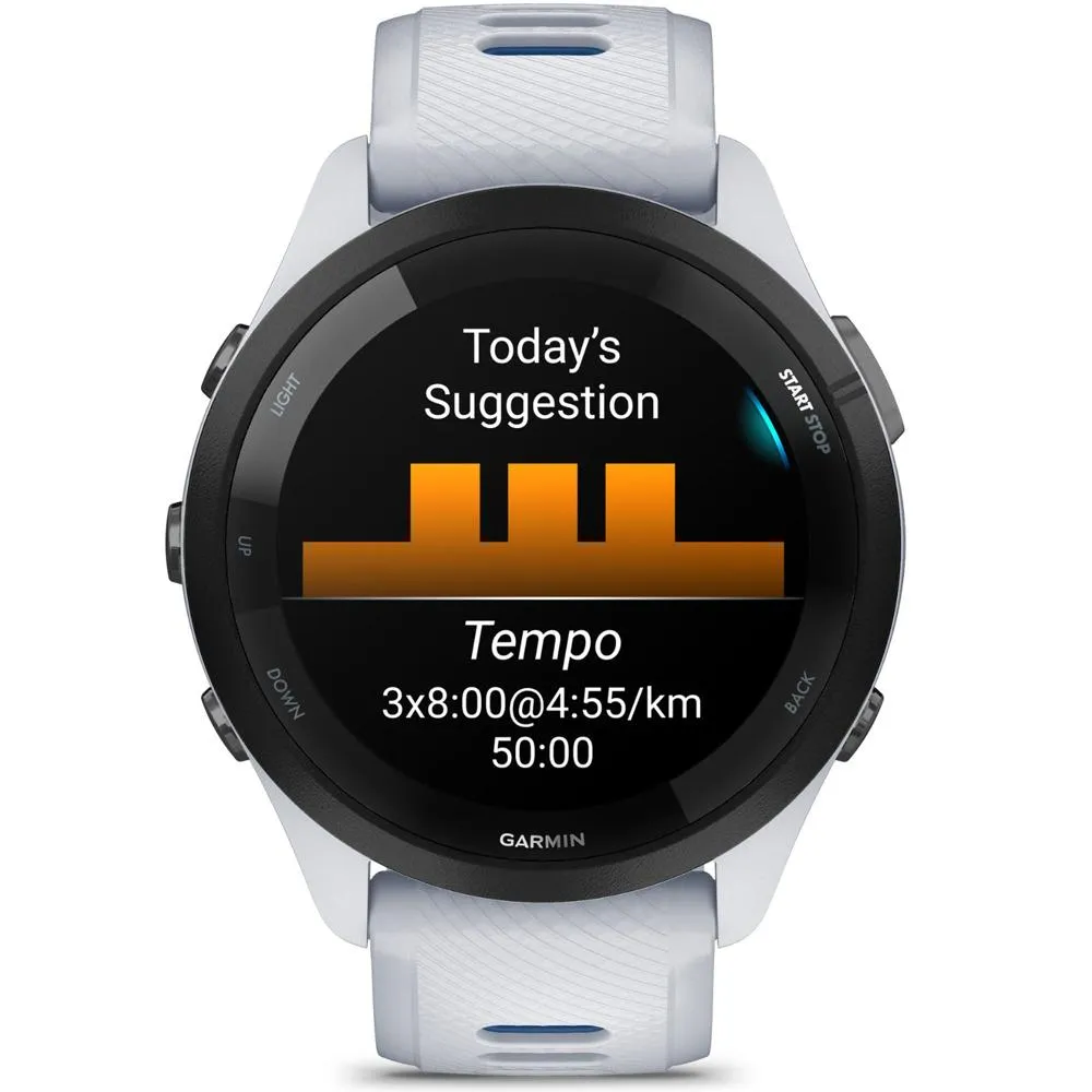 Garmin Forerunner 265 GPS Smartwatch, Whitestone/Tidal Blue w/ Accessories Bundle